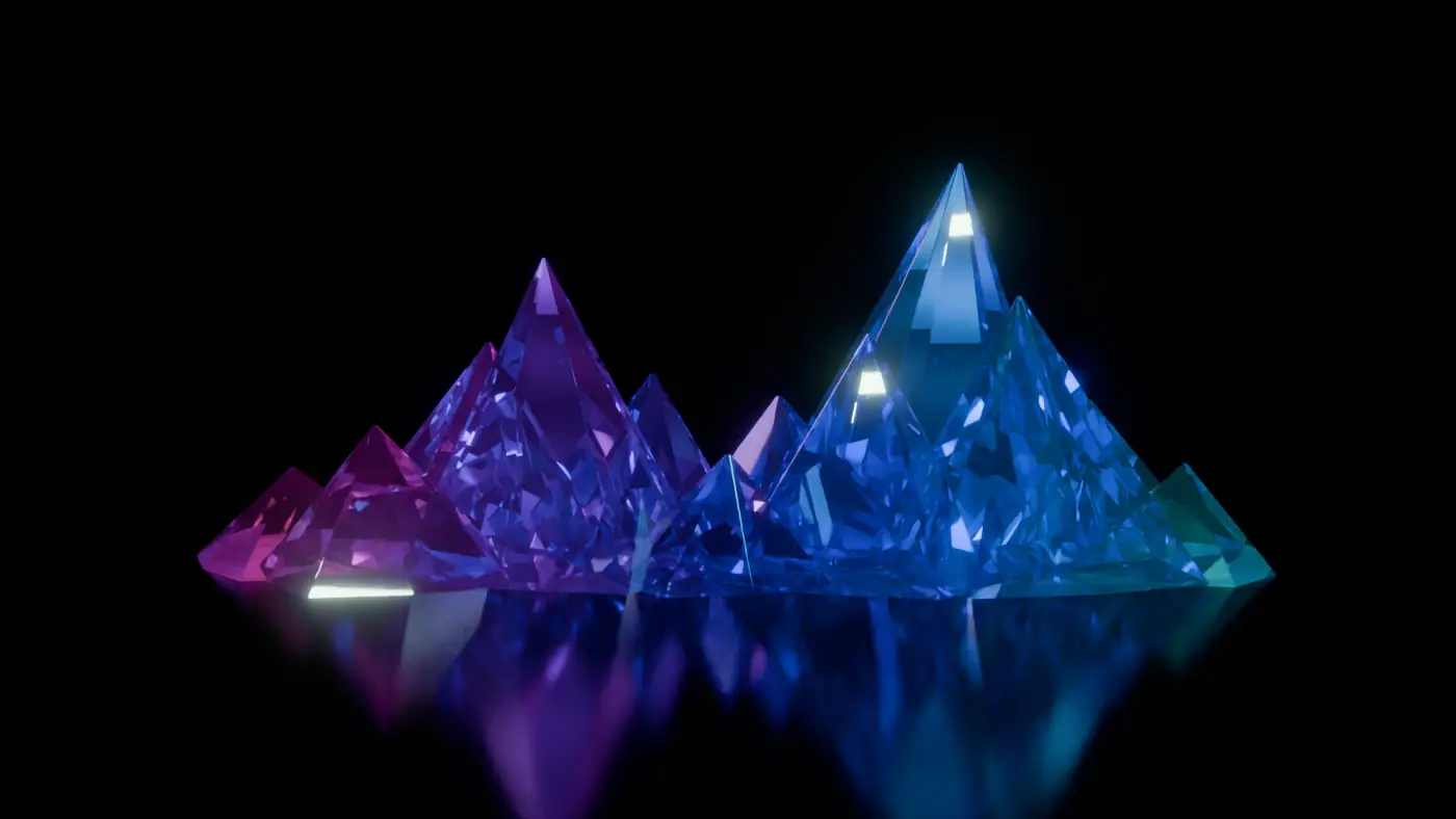 A mountain range made of glass prisms